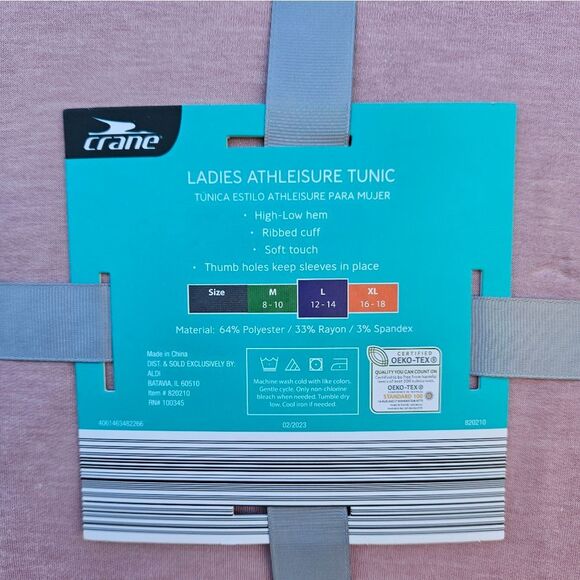 Crane Ladies Pink Long Sleeve Crew Neck Athleisure Pullover Tunic Top Size L - Picture 6 of 8